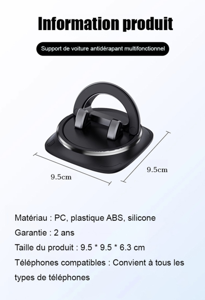 Support Smartphone Voiture Nano - Fixation Ultra Stable 360° - Adhésif Lavable Sans Traces 🚗 📱