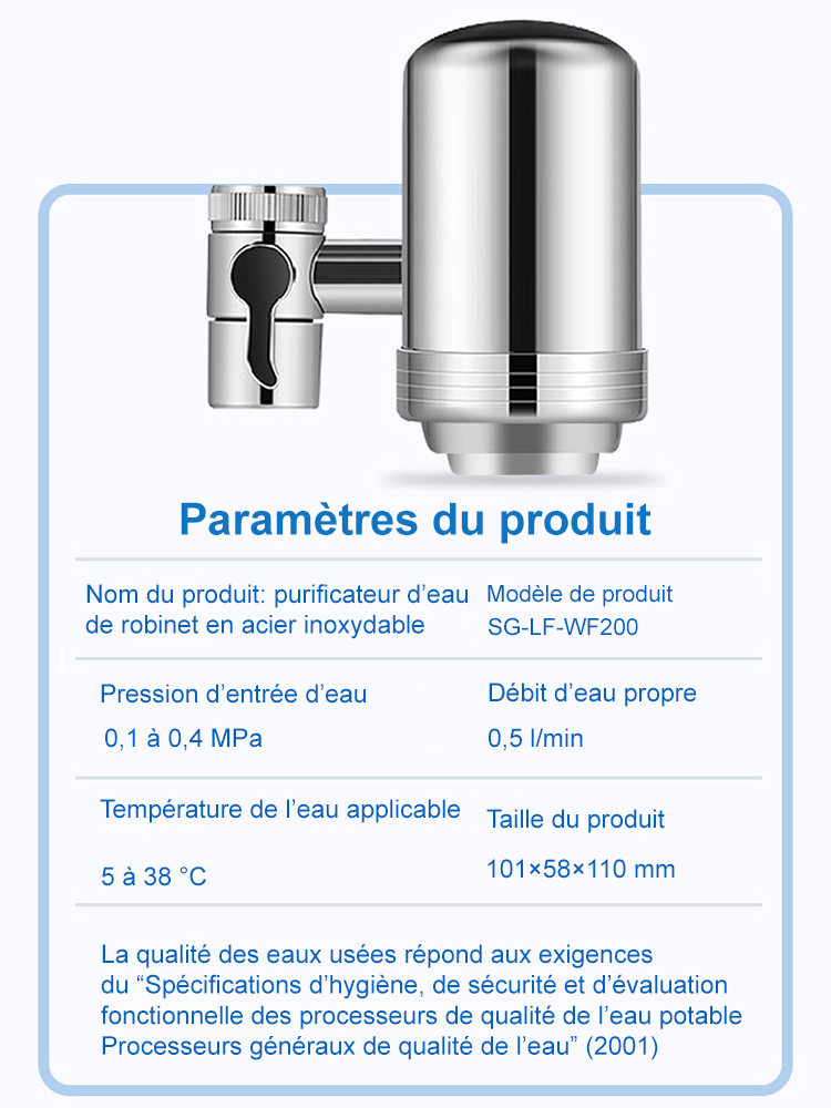 【Sans installation avec filtre offert】Robinet en acier inoxydable avec douchette pour eau potable