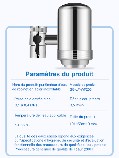 【Sans installation avec filtre offert】Robinet en acier inoxydable avec douchette pour eau potable