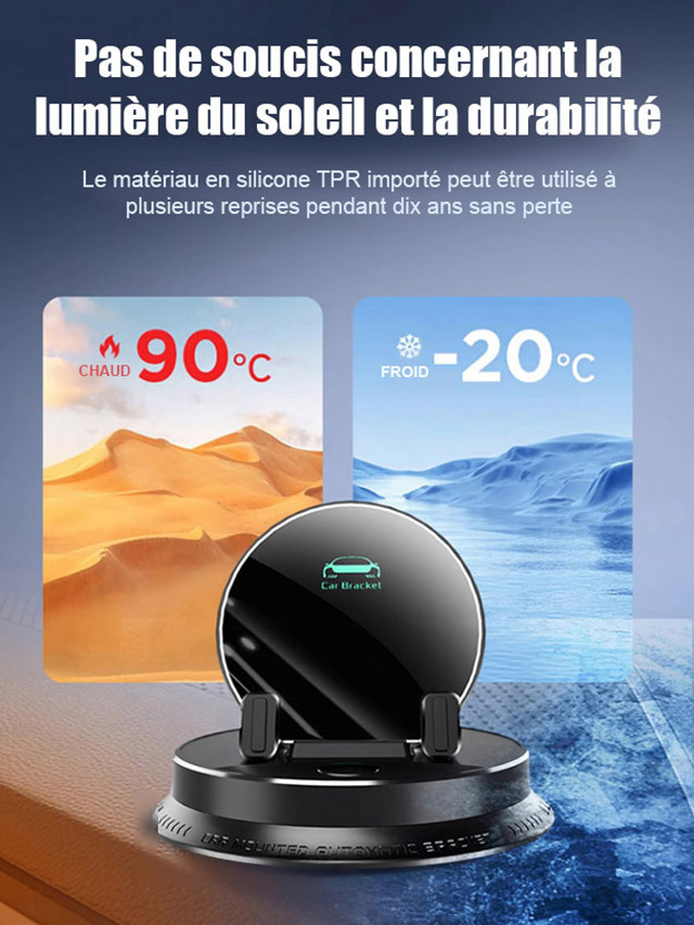 Support Téléphone Voiture Flottant | Verrouillage Auto | Rotation 360 | Sans Rayure 🚗📱