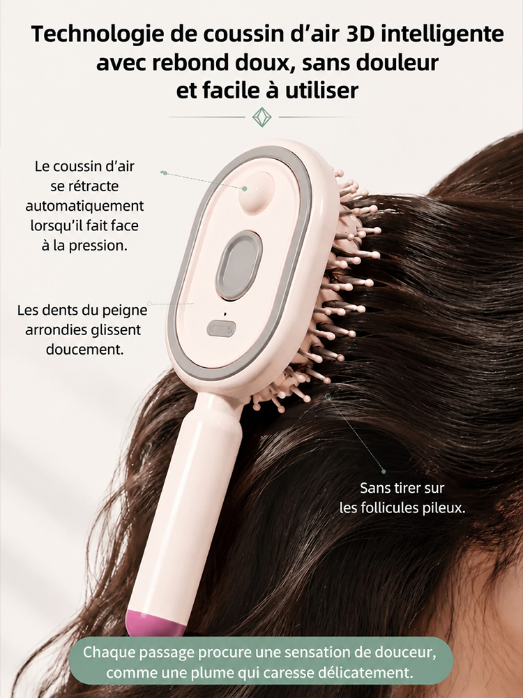 Brosse à cheveux sans rinçage aux huiles essentielles pour atténuer les rougeurs ✅ Brosse à spray | Anti-frisottis | Massage du cuir chevelu ⭐