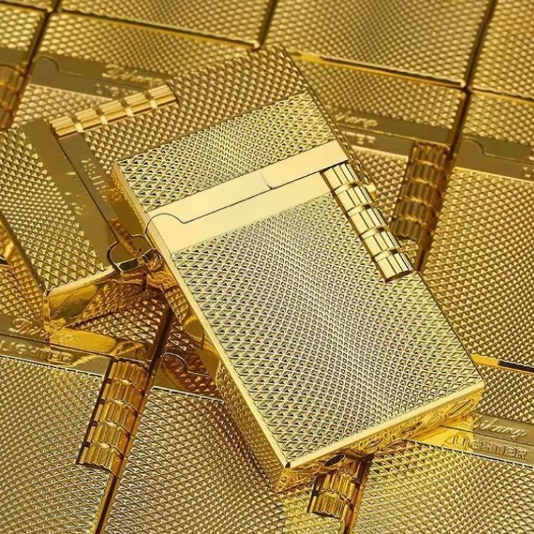 Briquet haut de gamme à cigares à double flamme Doupeng à motif diamant