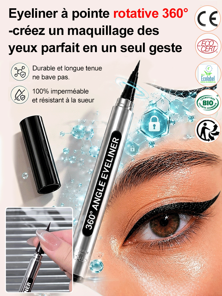 [Secret Pro Hollywood] Eyeliner Rotatif 360° | Tracé Parfait Sans Trembler | Anti-Bavure 24H | Séchage en 1s 👁️✨