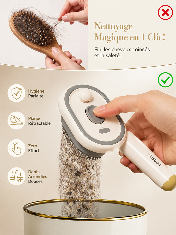[Secret d'Hollywood] Brosse Lissante 5-en-1 | Lumière Rouge Anti-Chute | Zéro Dégât Thermique ✨