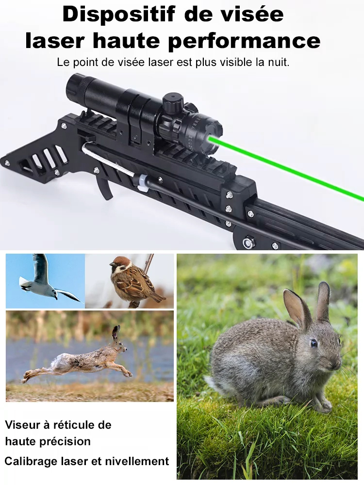 【Utilisation légale sans permis】PrecisionStrike™ Lance-pierre à Viseur Laser🎯Précision de 99,9 % à 200 mètres, pénétration des plaques d'acier en 1 seconde