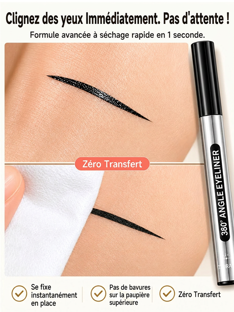 [Secret Pro Hollywood] Eyeliner Rotatif 360° | Tracé Parfait Sans Trembler | Anti-Bavure 24H | Séchage en 1s 👁️✨