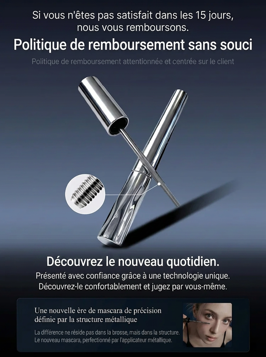 Mascara Métallique 3-en-1 | Effet Naturel Zéro Paquet | Sérum de Croissance Intégré | Waterproof 24h ✨👁️