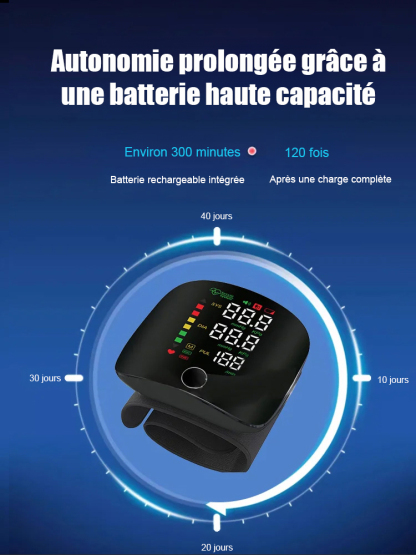  [Qualité Hospitalière] Tensiomètre Poignet Intelligent Clinique | Certifié CE | Précision 99,99% | Guide Vocal Français | Grand Écran Couleur 🩺💓