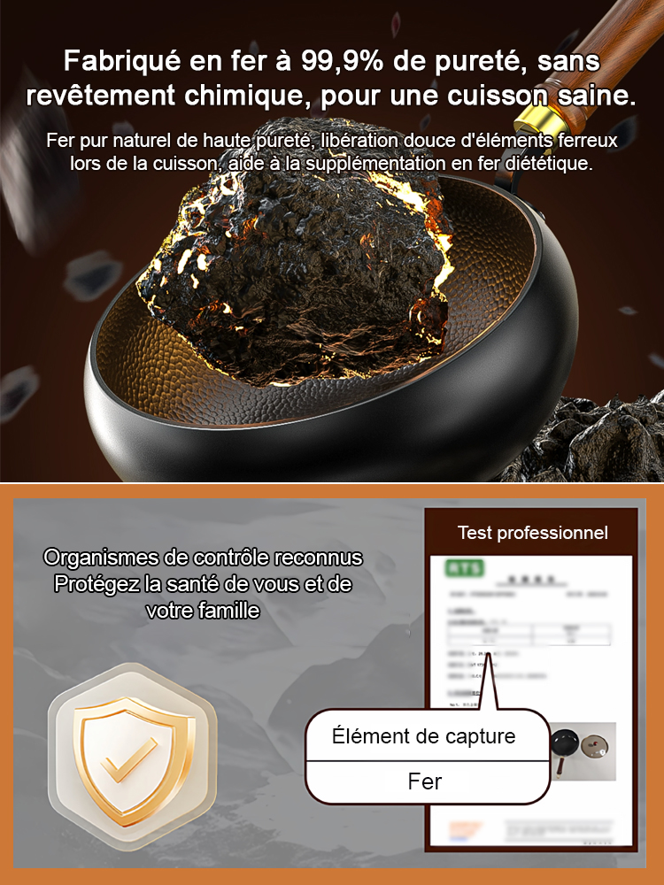 Cocotte artisanal à grains martelés✨ 100 000 coups de martelage artisanal✨ Sans revêtement chimique✨ Sûr et sain, Compatible avec les cuisinières à gaz et à induction✨