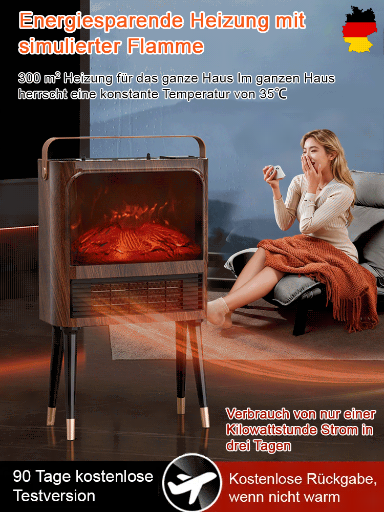 【 🔥wärmer als eine Klimaanlage und energieeffizienter als eine Fußbodenheizung】5D-Simulation Flammen Energiesparender Heizlüfter⚡Nur 1 kWh in sieben Tagen