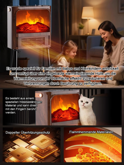 【 🔥wärmer als eine Klimaanlage und energieeffizienter als eine Fußbodenheizung】5D-Simulation Flammen Energiesparender Heizlüfter⚡Nur 1 kWh in sieben Tagen