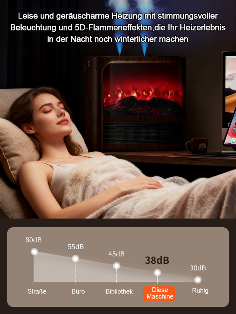 【 🔥wärmer als eine Klimaanlage und energieeffizienter als eine Fußbodenheizung】5D-Simulation Flammen Energiesparender Heizlüfter⚡Nur 1 kWh in sieben Tagen