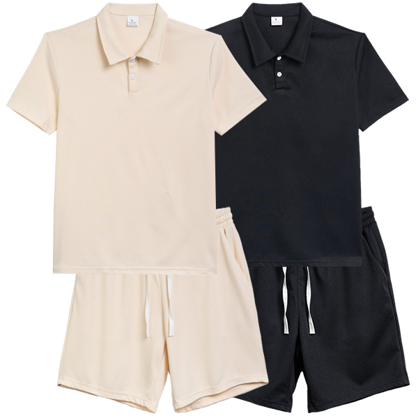ELENCOCO Men's Summer Short Sleeve Shorts Athletic Casual Suit for Ver