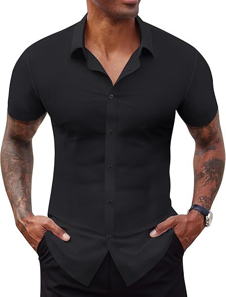 Elencoco Body-Sculpting Stretch Short-Sleeve Shirt Top Basic Outdoorfun,Father's Day Gift
