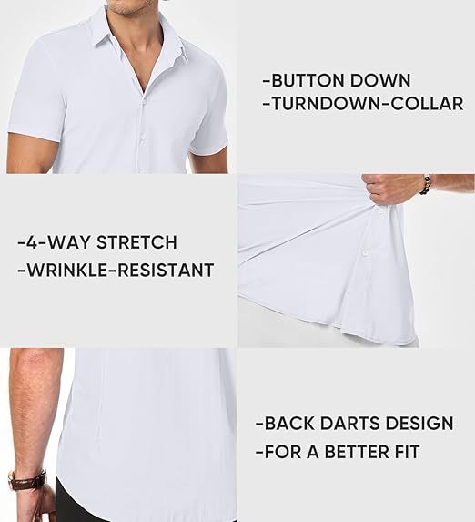 Elencoco Body-Sculpting Stretch Short-Sleeve Shirt Top Basic Outdoorfun,Father's Day Gift