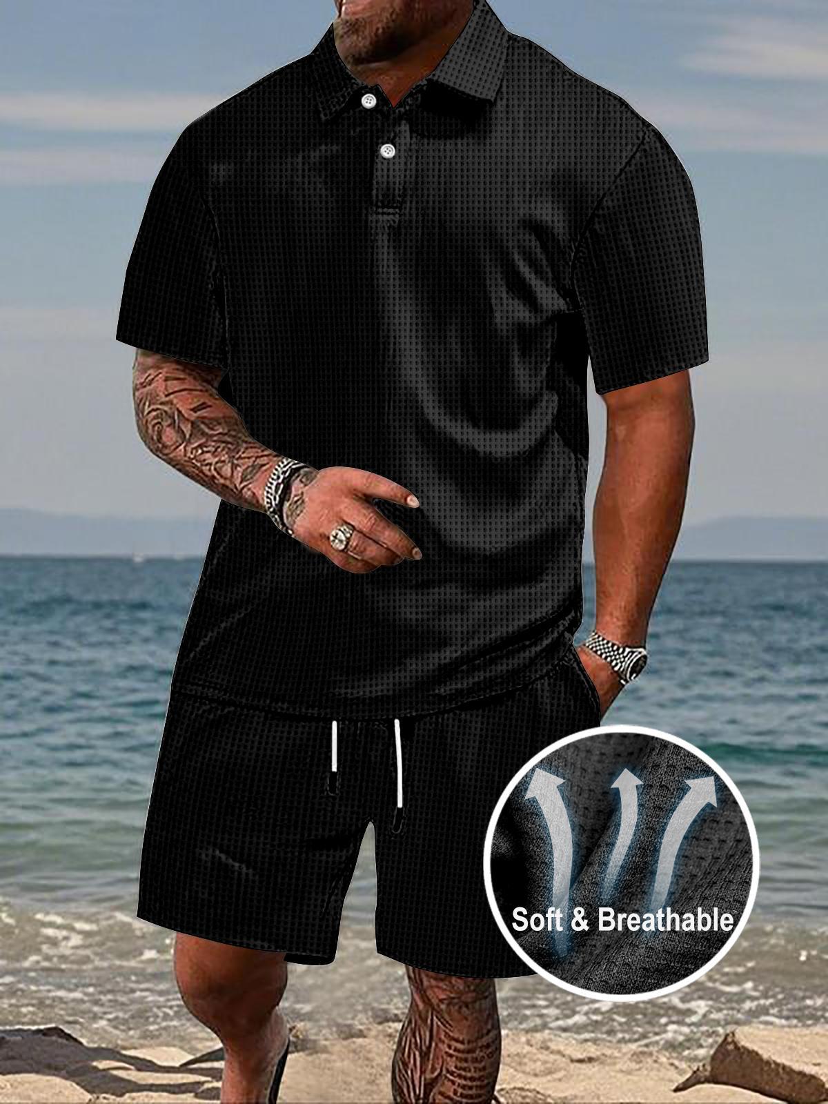 ELENCOCO Men's Summer Short Sleeve Shorts Athletic Casual Suit for Versatile Activities Outdoorfun,Fathers Day Gift Men's 2 Piece Set