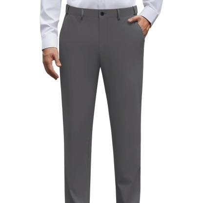 ELENCOCO Stretch Dress Pants No Iron Golf Pants Expandable Waist Flat Front Business Casual Pants Menswear Trouser Underwear  Pocket Beige Plain 