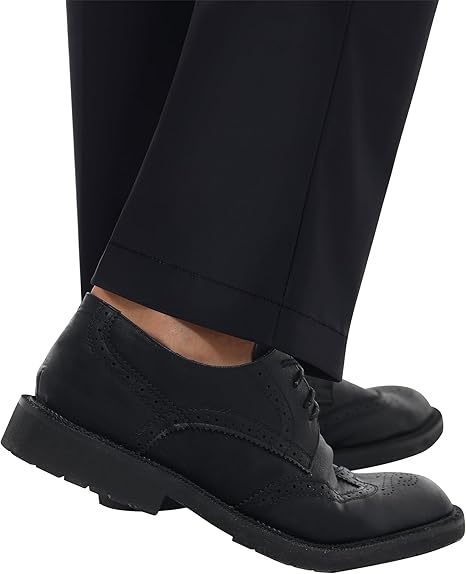 ELENCOCO Stretch Dress Pants No Iron Golf Pants Expandable Waist Flat Front Business Casual Pants Menswear Trouser Underwear  Pocket Beige Plain 