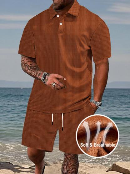 ELENCOCO Men's Summer Short Sleeve Shorts Athletic Casual Suit for Versatile Activities Outdoorfun,Fathers Day Gift Men's 2 Piece Set