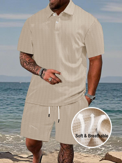 ELENCOCO Men's Summer Short Sleeve Shorts Athletic Casual Suit for Versatile Activities Outdoorfun,Fathers Day Gift Men's 2 Piece Set