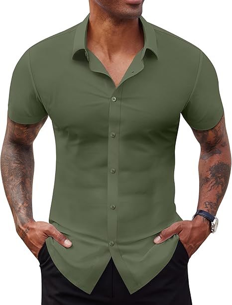 Elencoco Body-Sculpting Stretch Short-Sleeve Shirt Top Basic Outdoorfun,Father's Day Gift