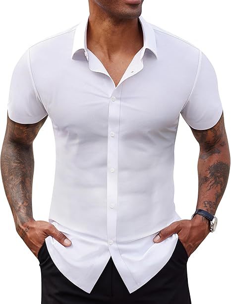 Elencoco Body-Sculpting Stretch Short-Sleeve Shirt Top Basic Outdoorfun,Father's Day Gift