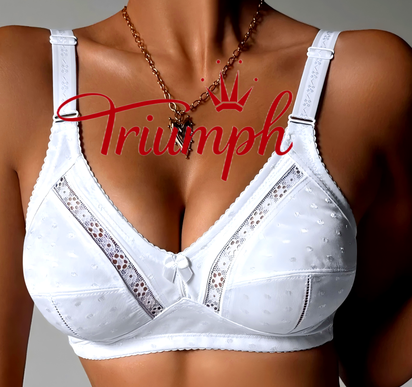 Triumph - 3-delni komplet 🔥 Modrček s potiskom in udobjem iz čipke
