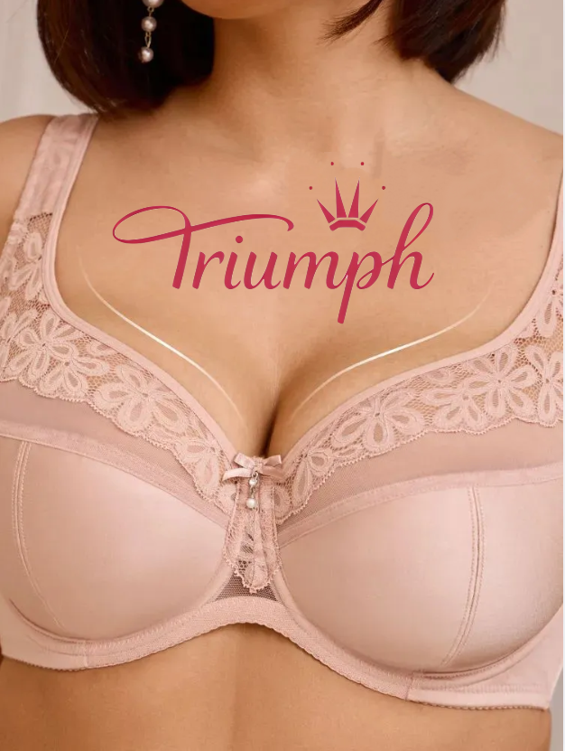 Triumph - 4-kosi🔥 vzorčasti čipkasti push-up modrček
