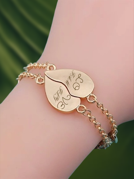 “Custom Heart Charm Bracelet for Mom - Sterling Silver Mother's Day Gift with Free Engraving | Eternal Jewelry in Honor of Love”