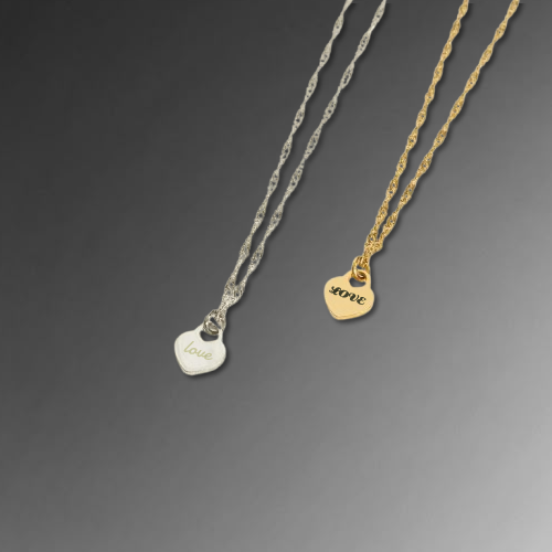 Custom 18k Gold Plated Heart Necklace - Personalized Engraving for Her, Gift for Anniversary/Mom/BFF