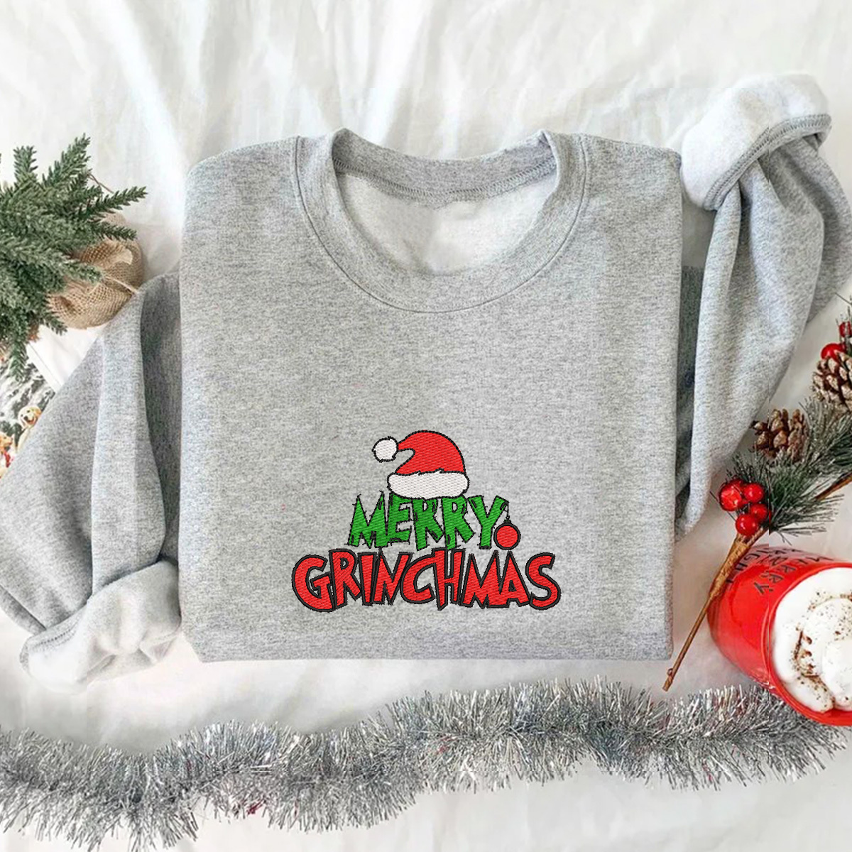 Santa Hat Embroidered Knit | Embroidered Knit | Holiday Clothing | Christmas Sweaters | Christmas Sweatshirts