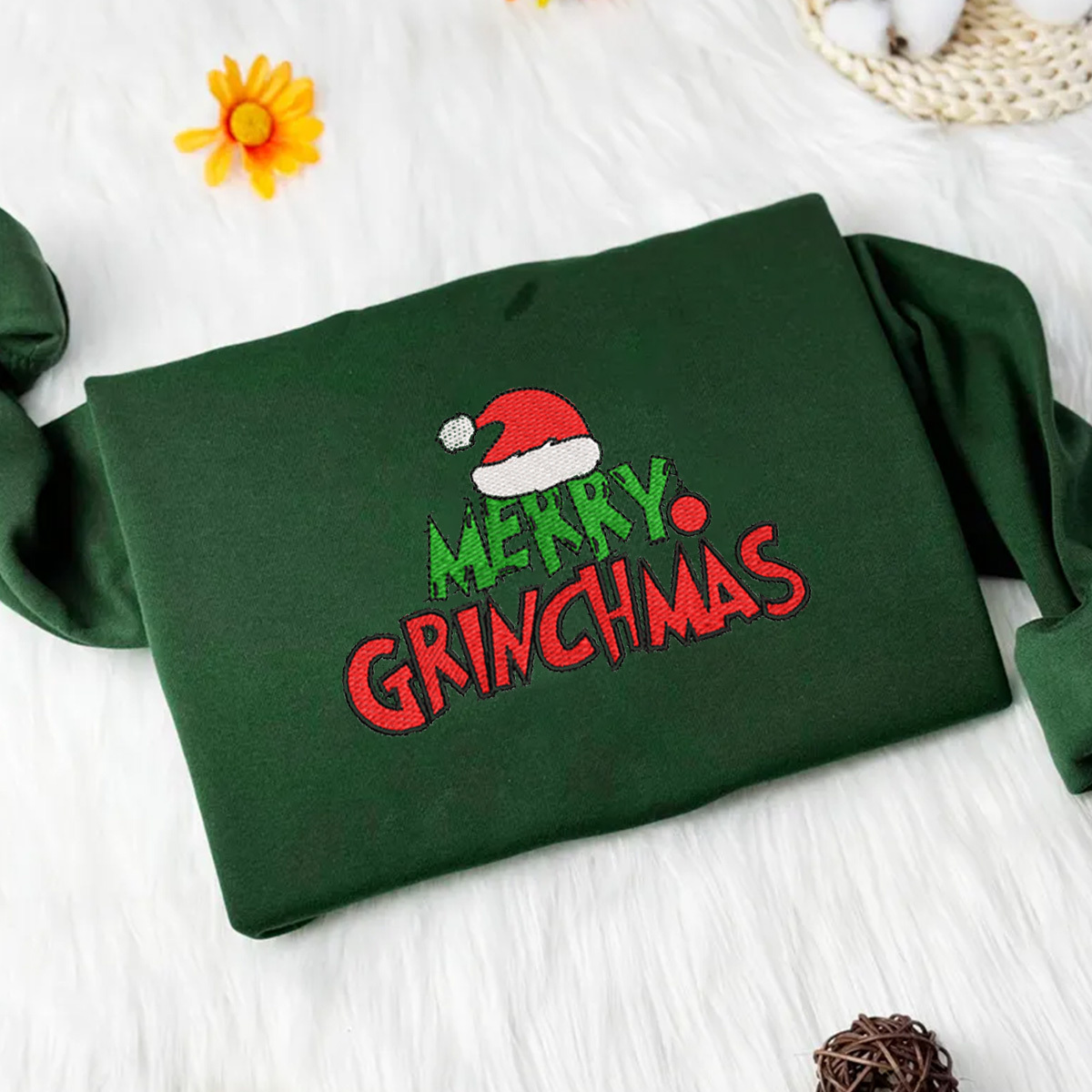Santa Hat Embroidered Knit | Embroidered Knit | Holiday Clothing | Christmas Sweaters | Christmas Sweatshirts