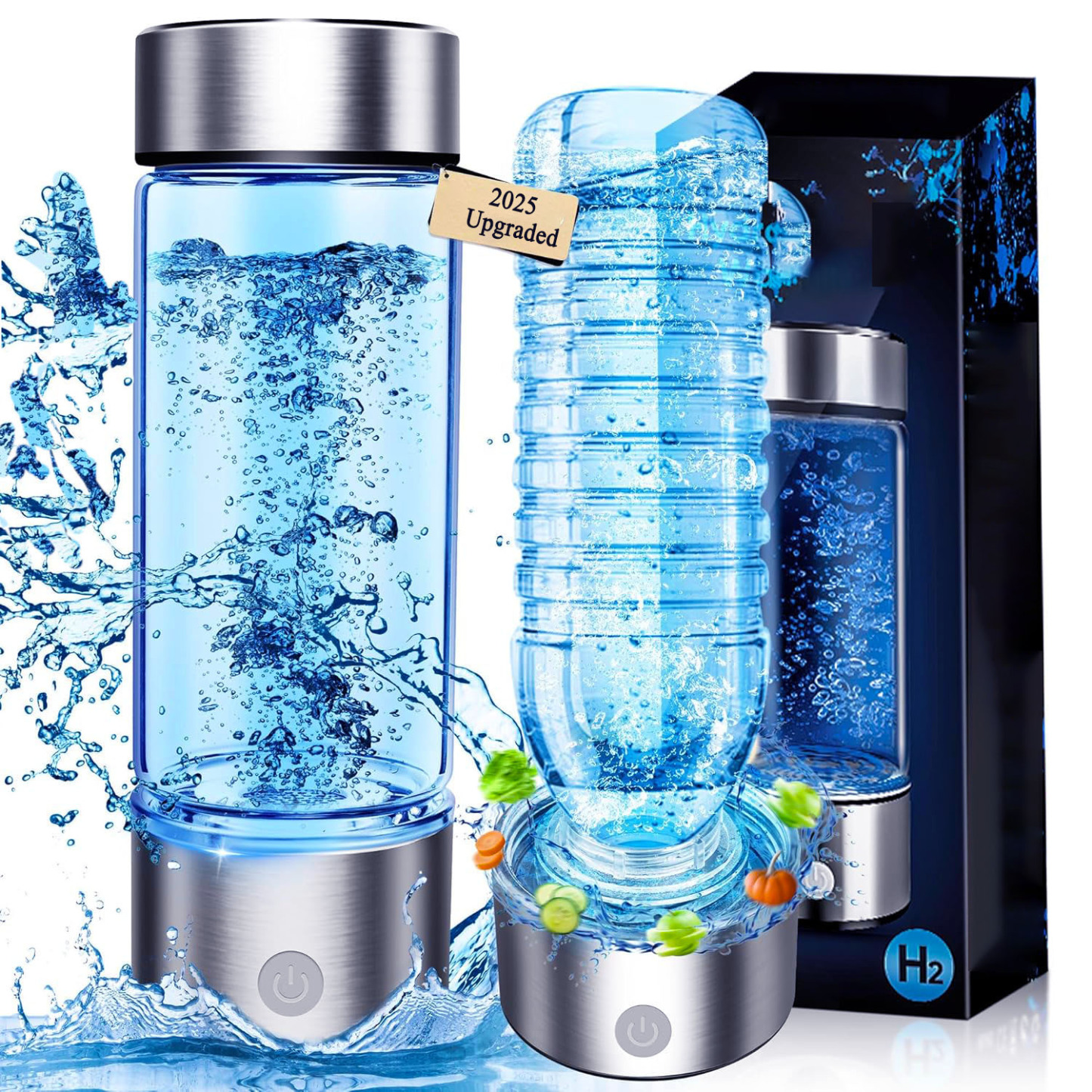2025 Upgraded Hydrogen Water Bottle Portable Hydrogenated Water Bottle with SPE PEM Technology Portable Rechargeable aquahealth Hydrogen Water Bottle Generator,Portable Hydrogen Water Improve Water Quality in 3 Minutes Rechargeable Ionizer Machine for Hom