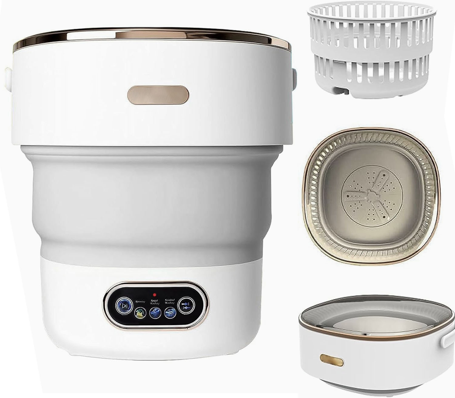 Portable Washing Machine 15L Collapsible Mini Washer 3 Cleaning Modes Small Foldable Laundry Machine for Travel Camping Dorms RVs Apartments
