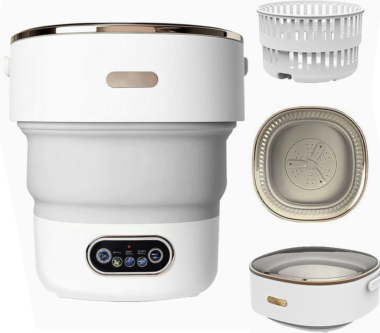 Portable Washing Machine 15L Collapsible Mini Washer 3 Cleaning Modes Small Foldable Laundry Machine for Travel Camping Dorms RVs Apartments