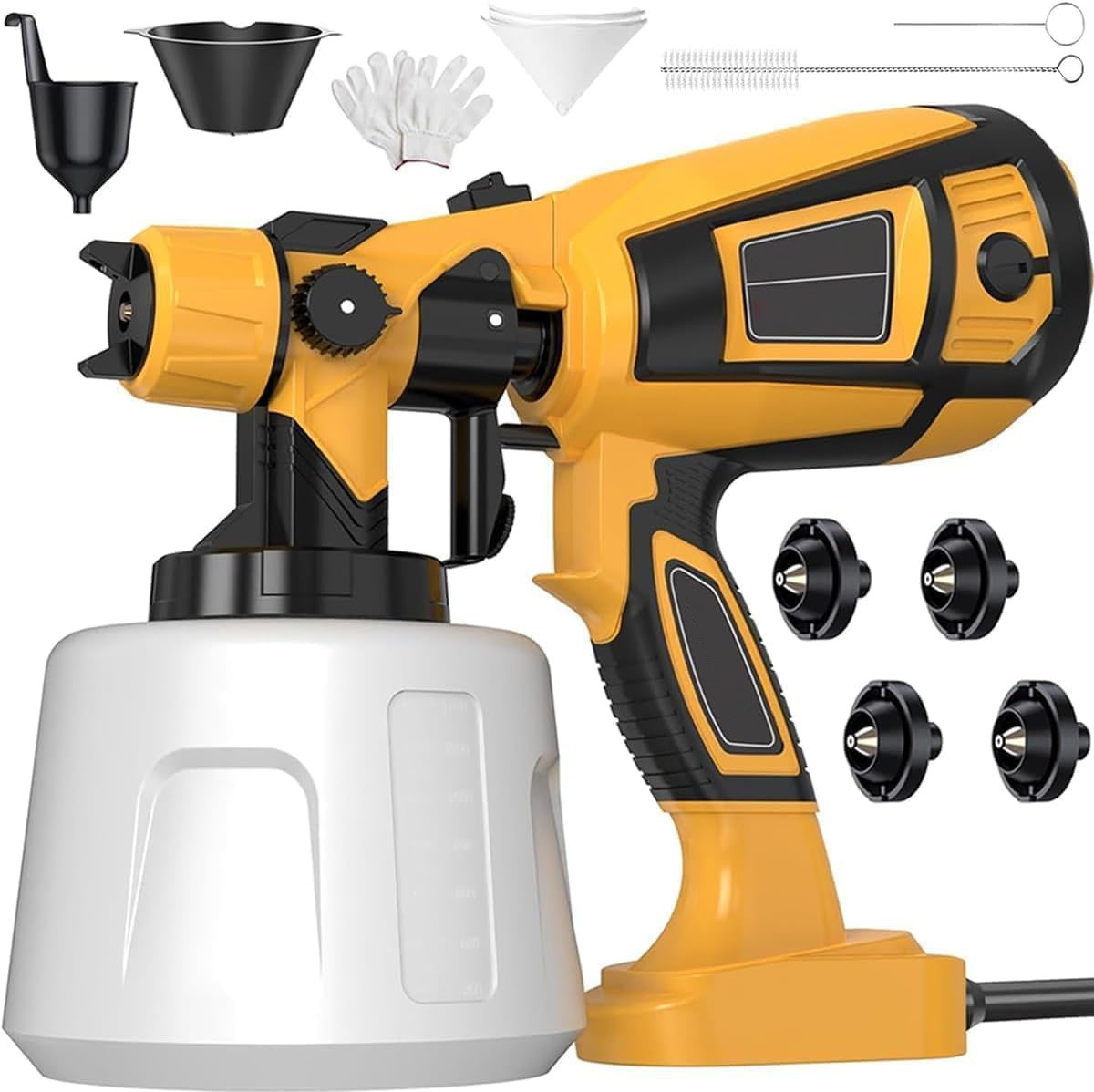 Paint Sprayer 1000W High Power Electric Spray Paint Gun Adjustable Spray Width Knob 1400ML Container 4 Nozzles & 3 Patterns Easy to Clean, for Furniture, Cabinets, Fence, Walls, Door, Garden Chairs etc