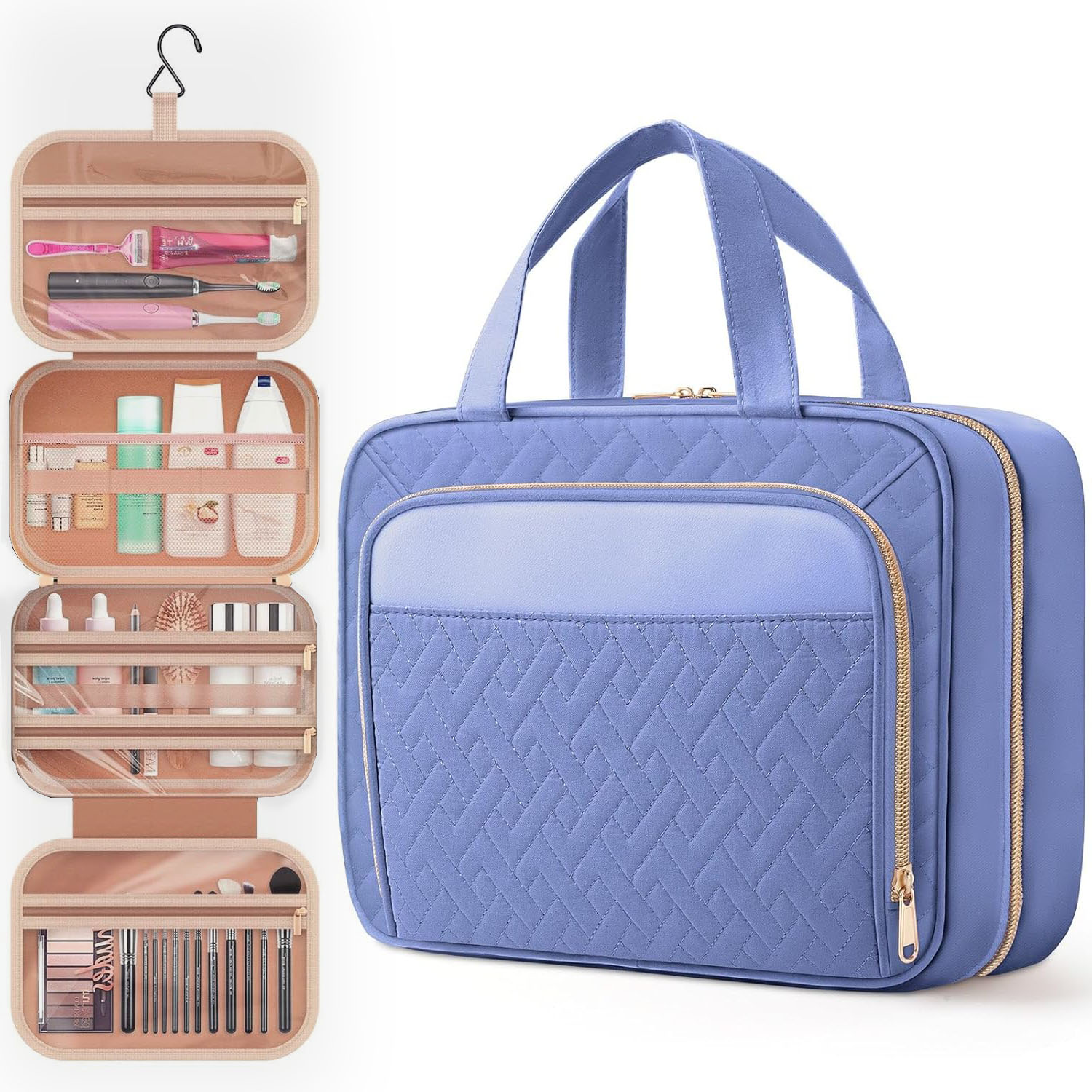Travel Toiletry Bag for Women & Men Waterproof Makeup Bag with Hanging