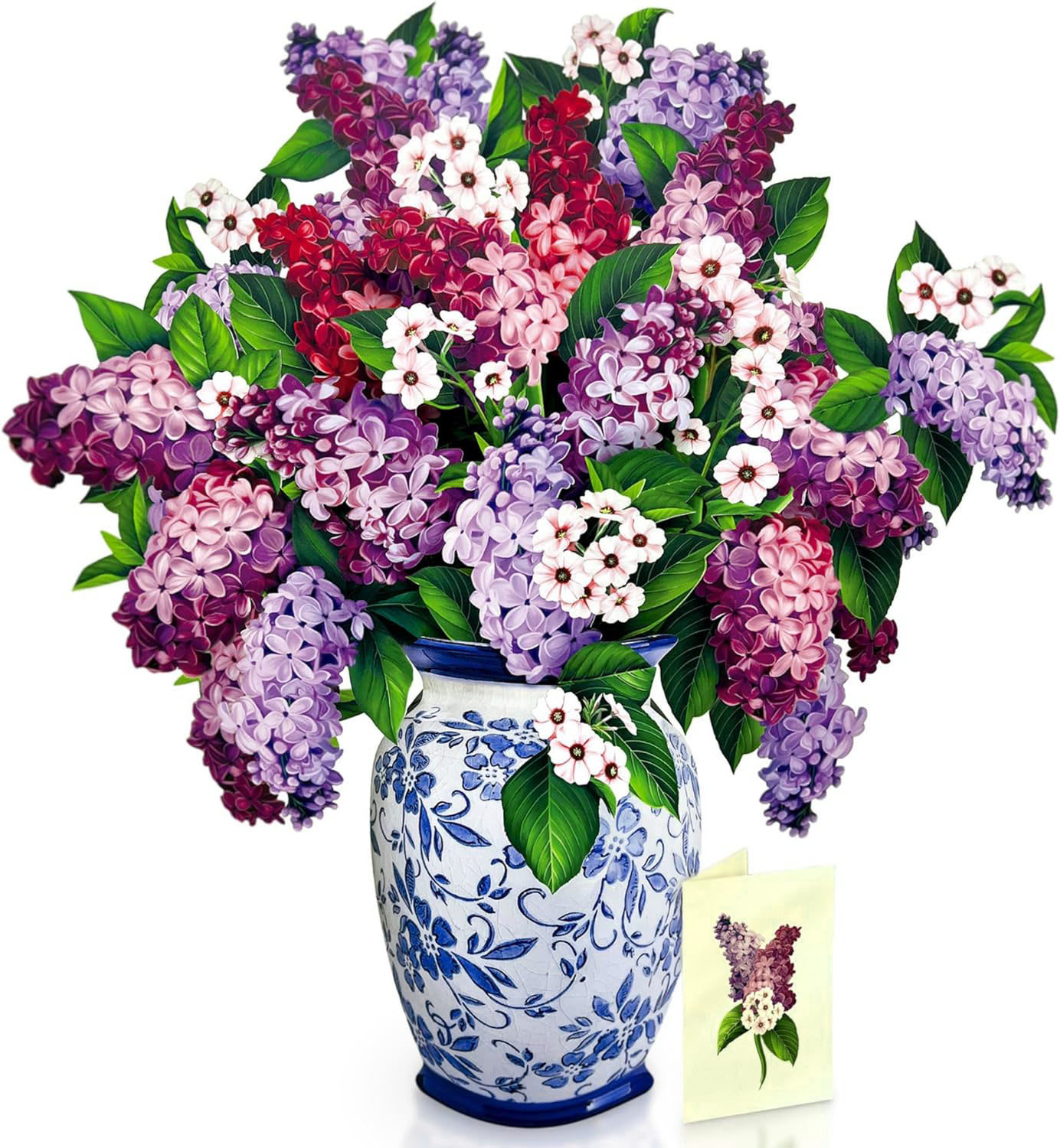 Paper Pop Up Cards Garden Lilacs 18 Inch Life Sized Forever Flower Bouquet 3D Popup Greeting Card Birthday Cards Thank You Card Blank Notecard & Envelope