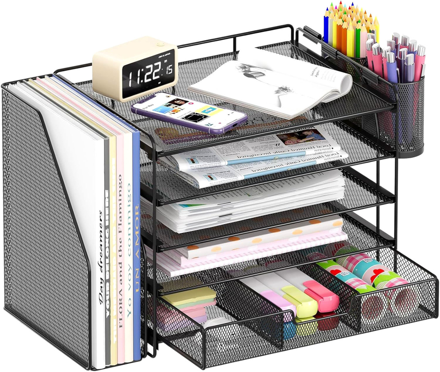 Desk Organizers and Accessories 5-Tier Paper File Organizer with Drawe