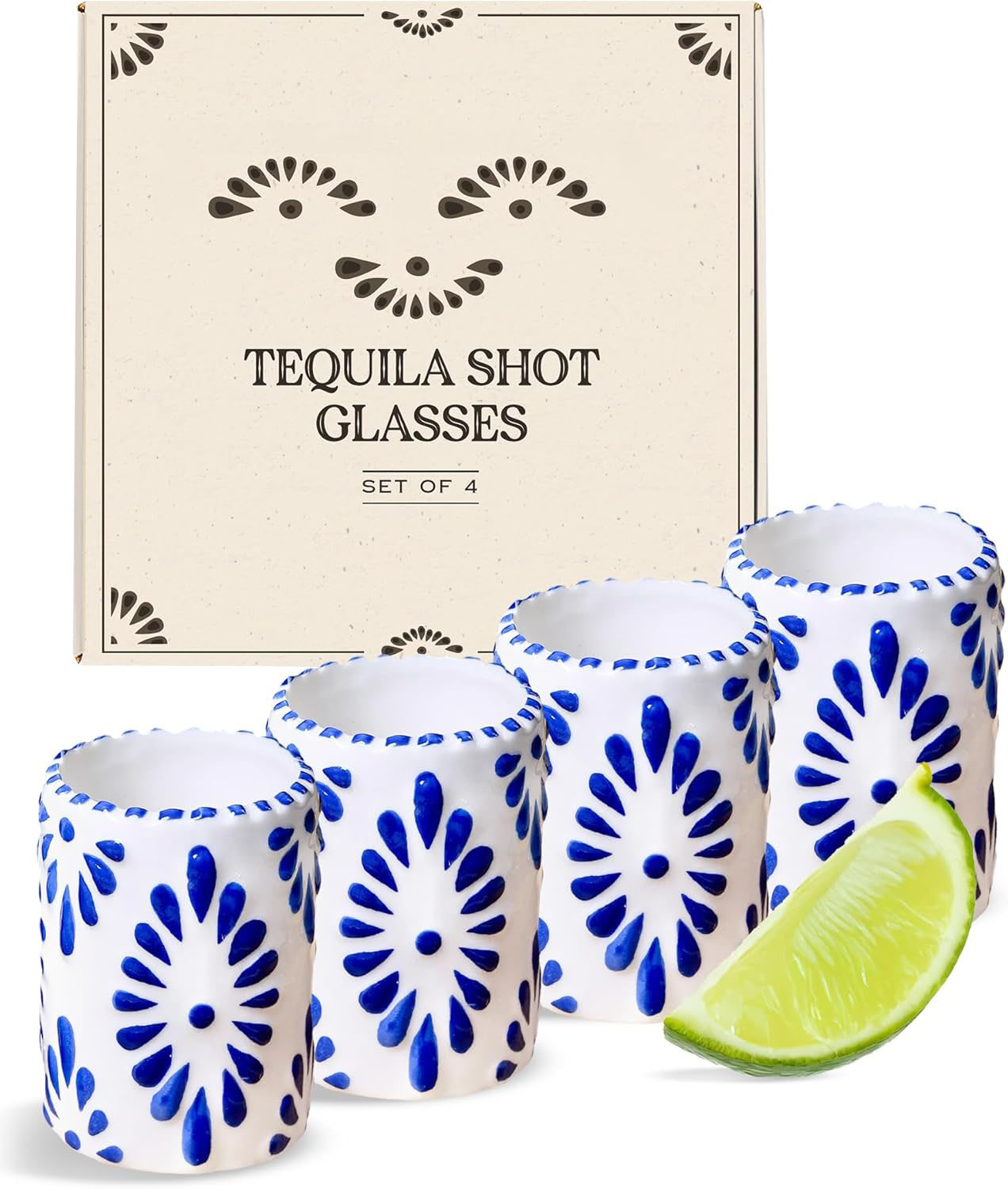 Authentic Talavera Shot Glasses - Art Meets Celebration  Handcrafted Mexican Heritage • Inspired by 16th-century Puebla pottery traditions • Meticulously hand-painted in vibrant cobalt blue on creamy white glaze • Each piece showcases unique artisan brush
