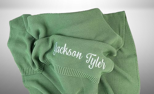 100% Organic Cotton Baby Blanket, Custom Name Design, Perfect for Newborn Baby Shower Gifts