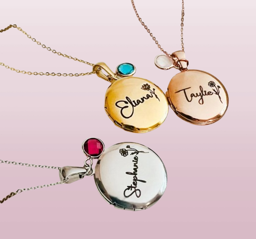 Photo Locket Necklace, Round Pendant Design, Ideal for Daughter's Birthday or Christmas Gift