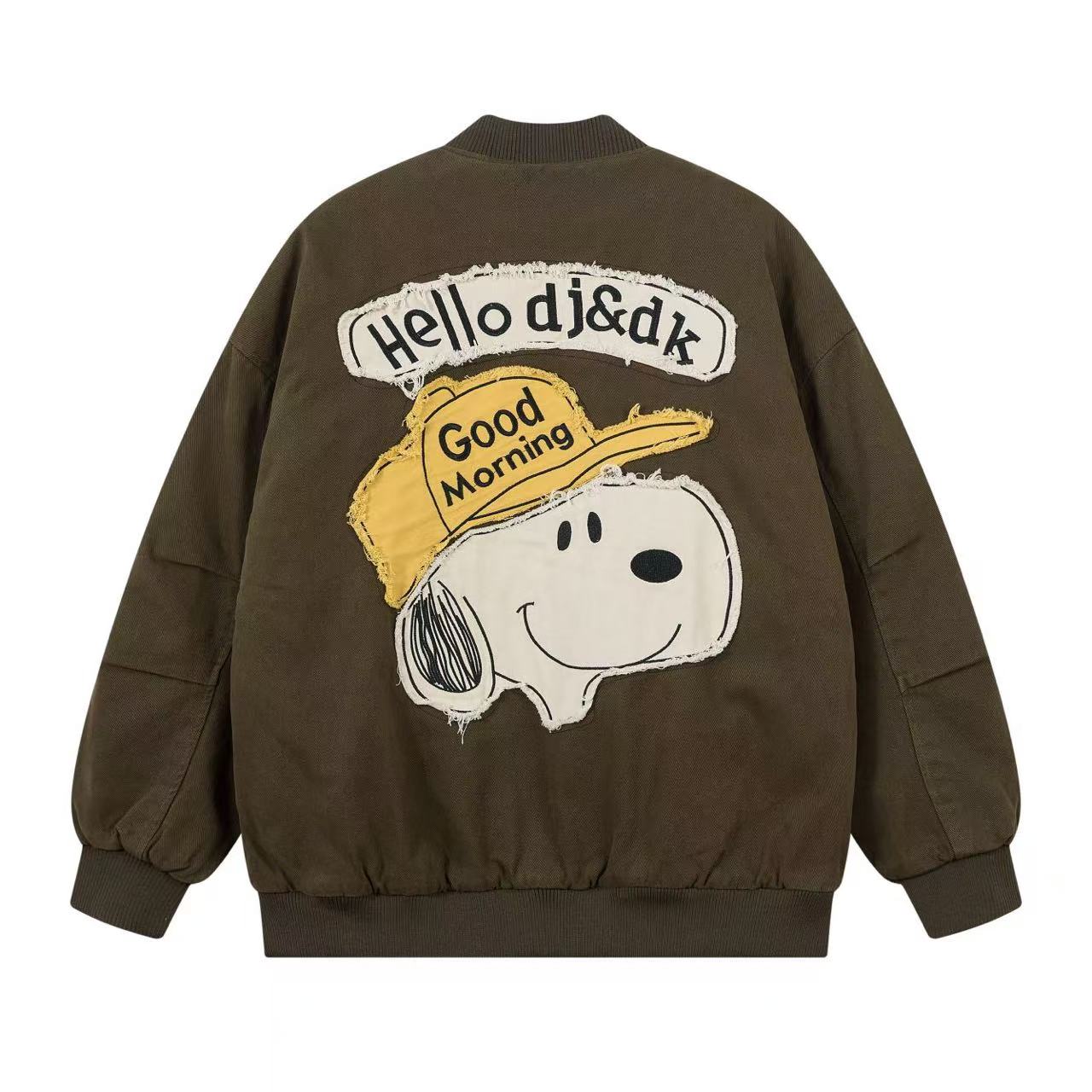 Snoopy Baseball Puffer Jacket | Comic-Inspired Warmth · Love at First Wear  The three-dimensional embroidered Snoopy leaps to life on the jacket, perfectly capturing his heartwarming smile from the comics. Designed in a classic baseball silhouette with li
