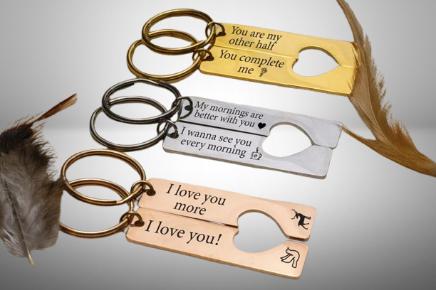 Couple Heart Keychain, Valentine's Day Custom Gift, Matching Design for Boyfriend and Girlfriend