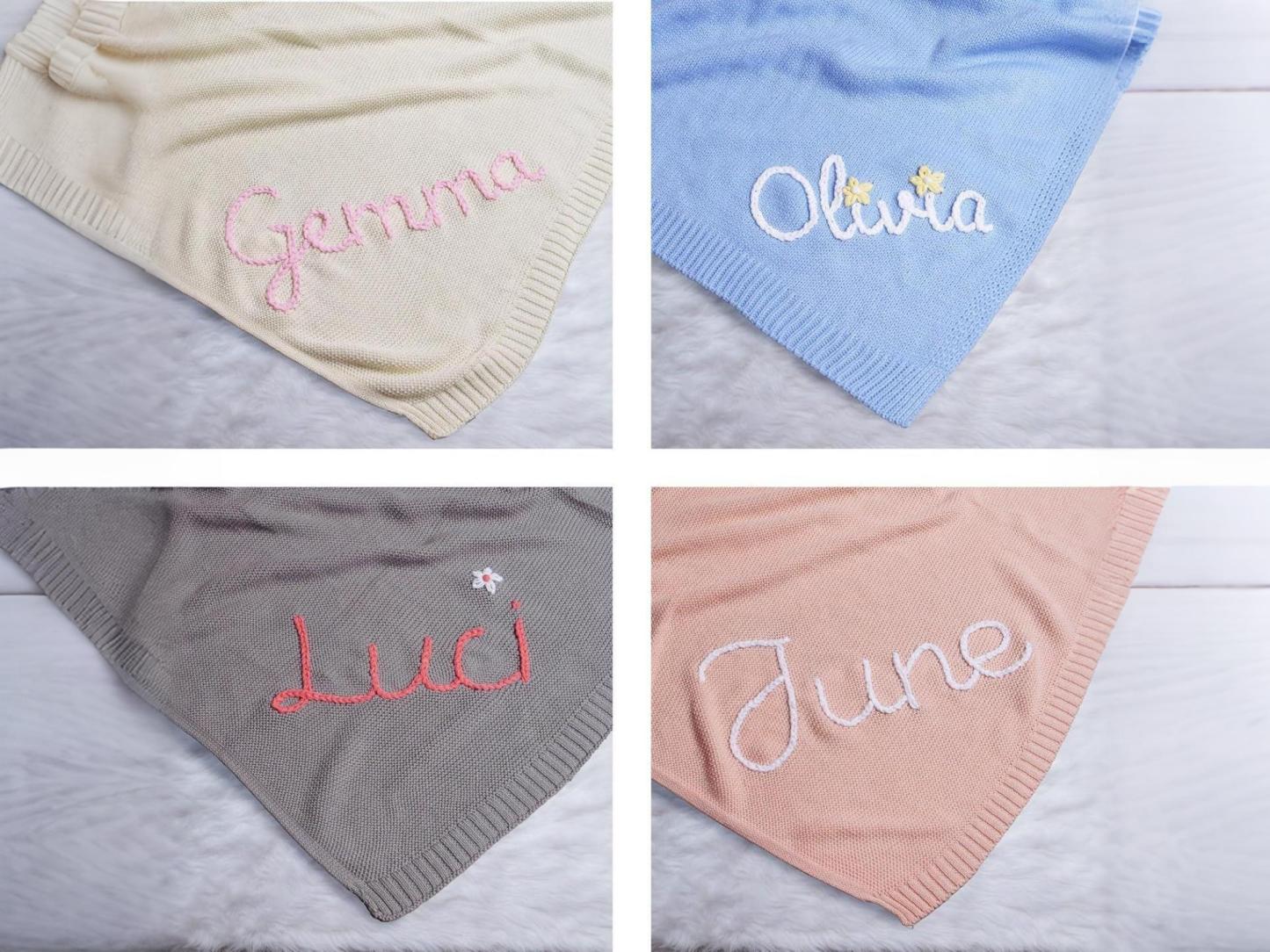 Personalized Knit Baby Blanket – Custom Embroidered Gift for Baby Shower, Birthday & Christmas