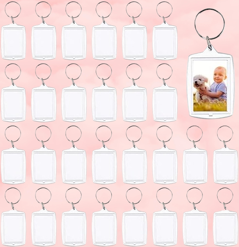 Personalized Passport Photo Keychain Set - 30 Crystal-Clear Acrylic Key Rings with Split Rings, Customizable Photo Inserts ， Heartfelt Gift for Him, Her, or Loved Ones