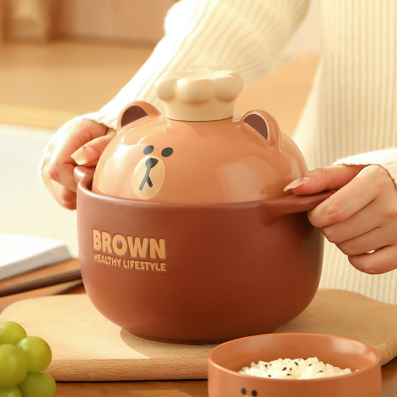 Cute ceramic non-stick cookware as a Mother's Day gift, can be stewed or boiled, high temperature resistant and not hot!
