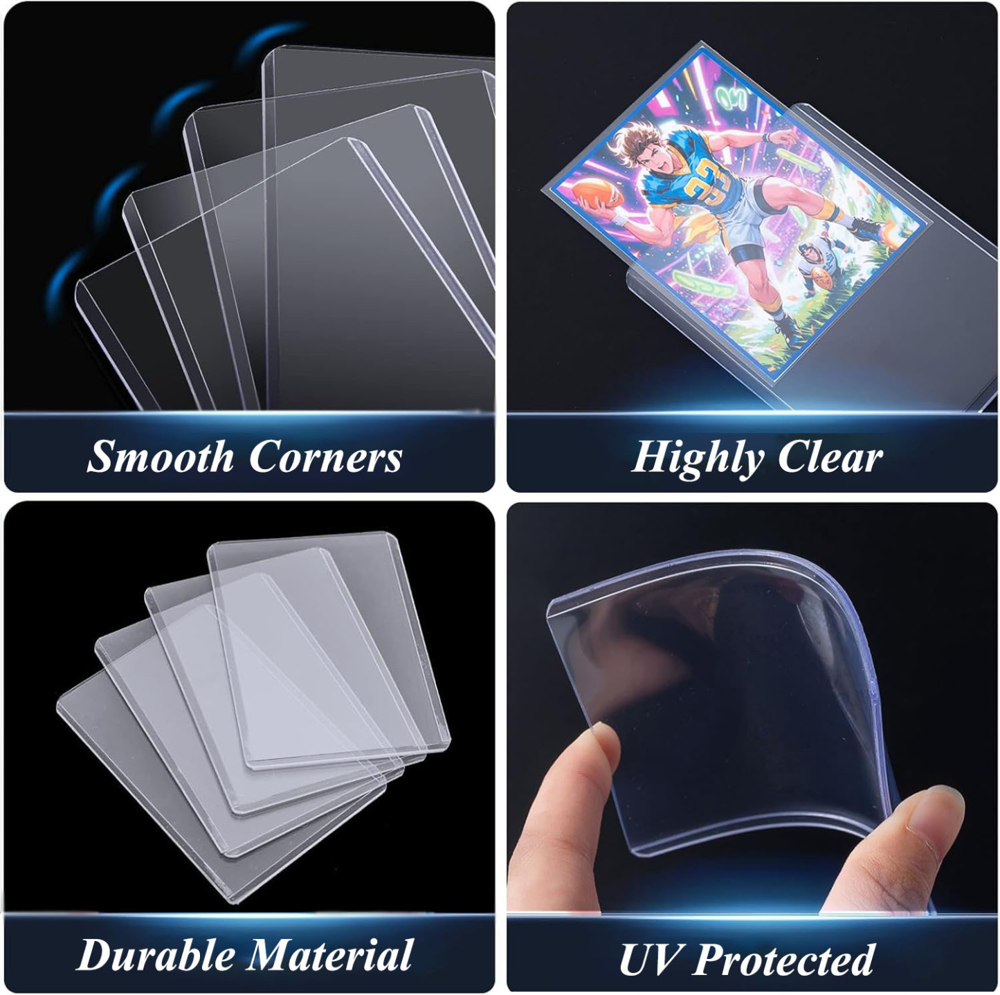 200 Card Sleeves 3"X4" Card Sleeves Hard Plastic Baseball Card Protectors Hard Plastic Premium Card Sleeve for Trading Cards (100 Hard Card Holders+100 Soft Sleeves)