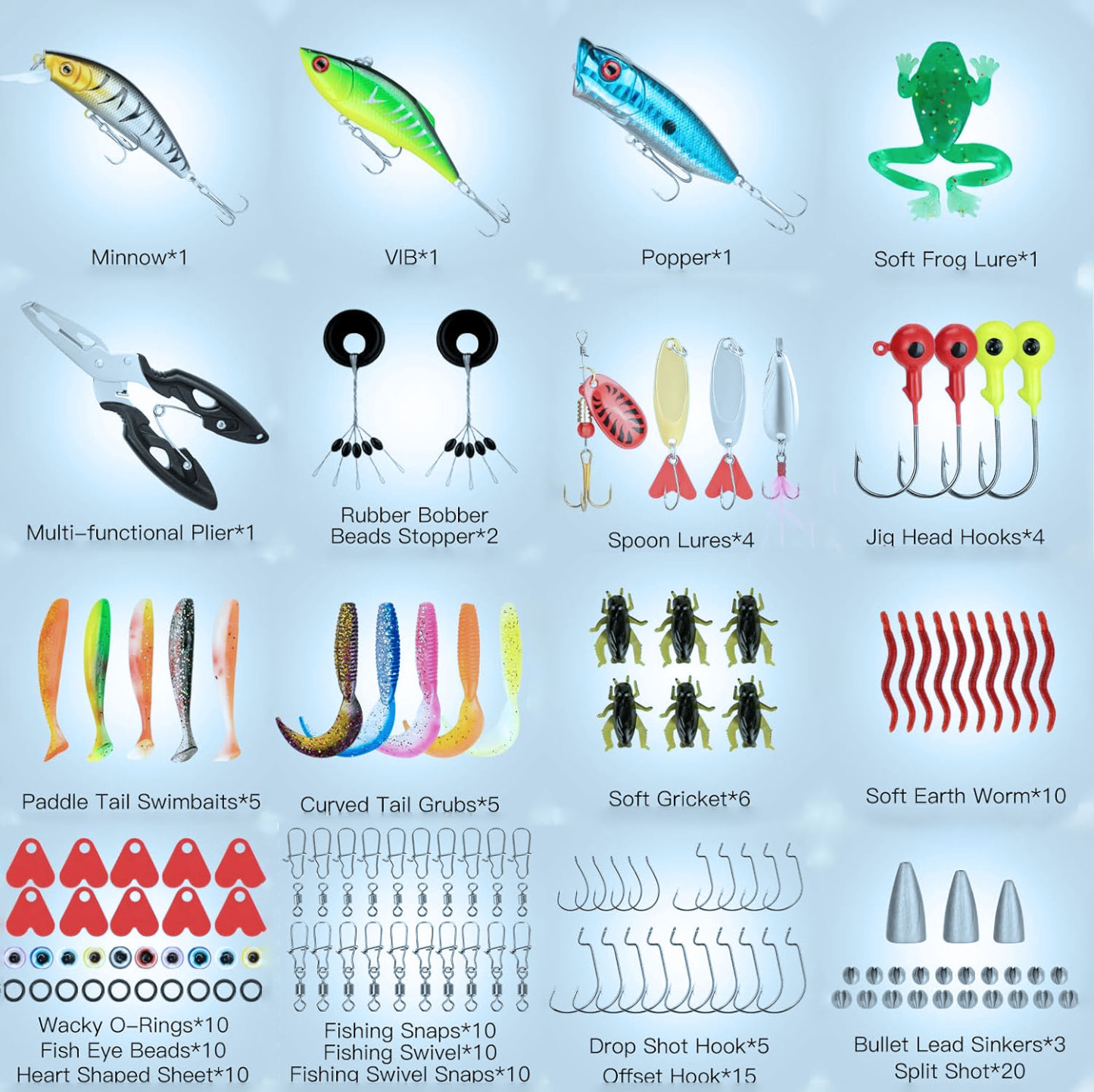 Fishing Lures 144Pcs Tackle Box Included Crankbaits, Spoon, Hooks, Jigs, Weights and More Other Accessories Well-Made Easy Catching Fishing Lures Kit for Freshwater Bait Tackle Kit for Bass Trout 