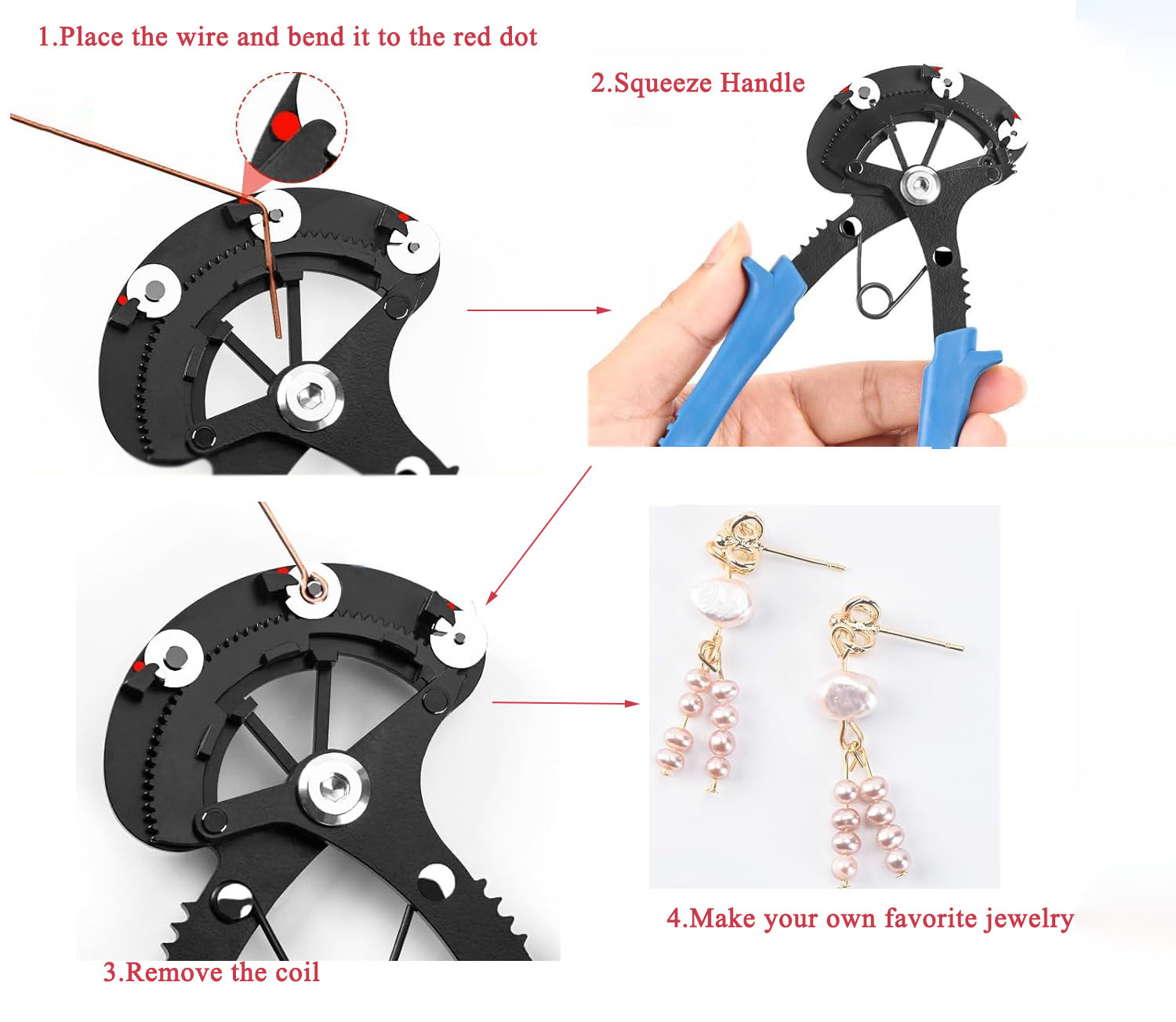 Looper Pliers in One Step for Jewelry Making Pliers 1.5mm-2.25mm-3mm Looping Size Wire Looping Pliers for 24-18 Gauge Craft Wire Beading Looper Tool